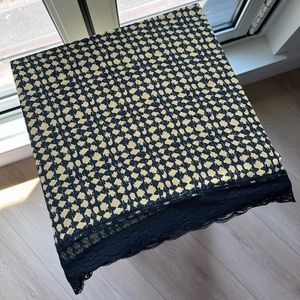 Large Black Yellow Abstarct Print Square Scarf